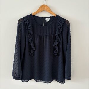 J. Crew Midnight Blue Ruffle Blouse